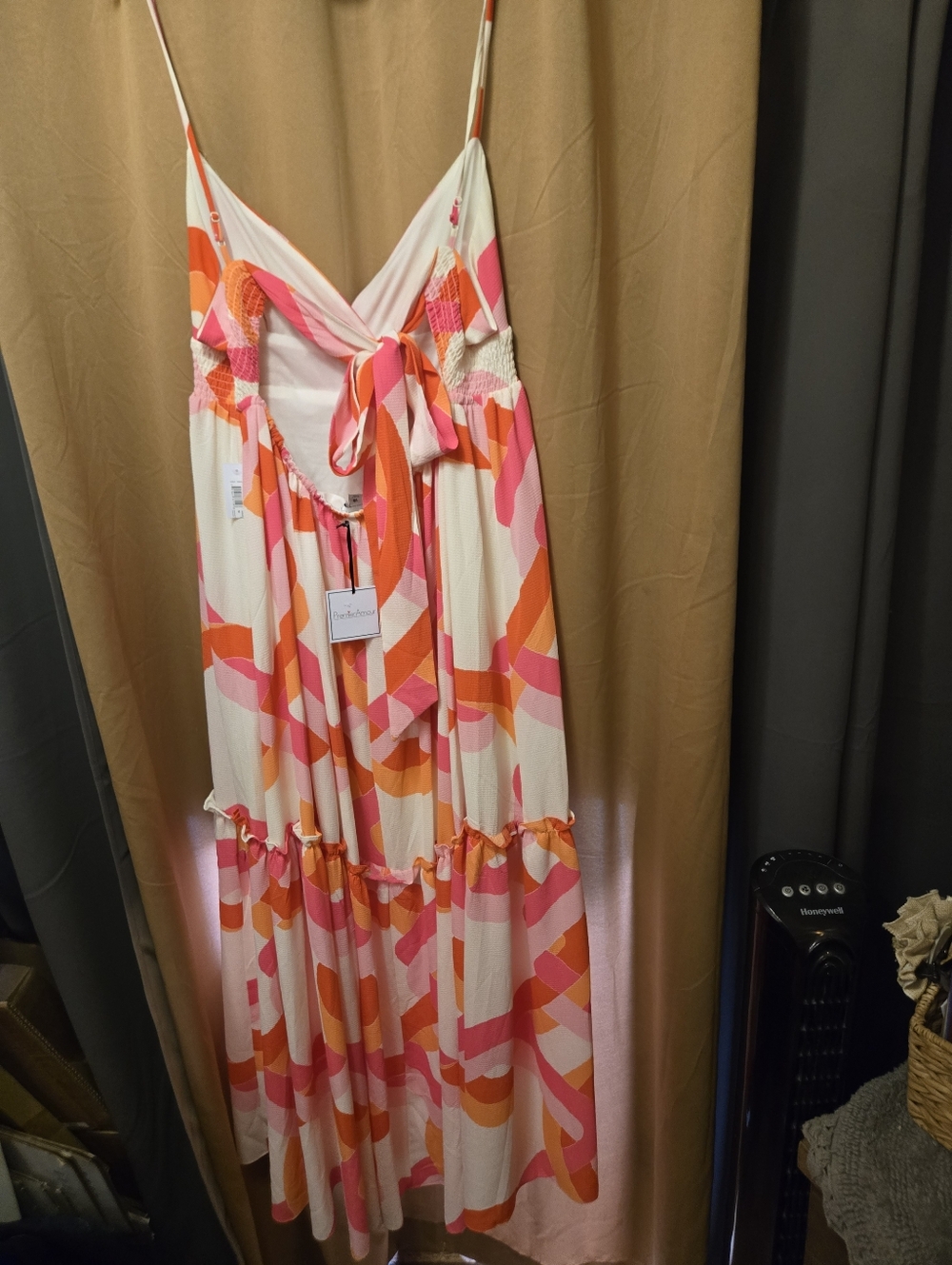 Premier Amour Size 18 Pink & Red Geometric Spaghetti-Strap Maxi Dress - Picture 4 of 6